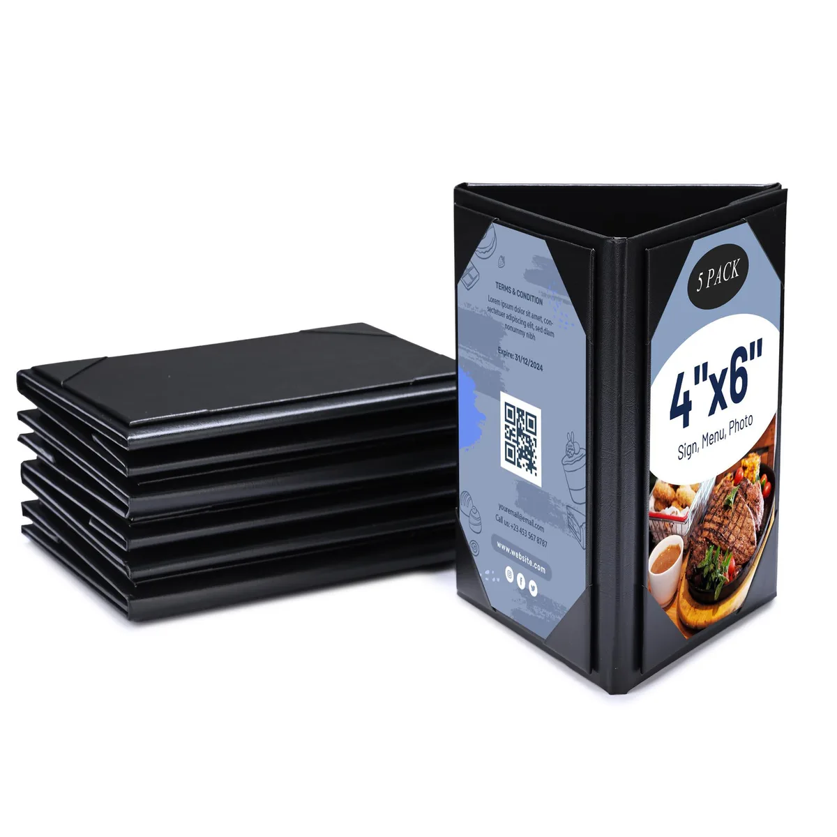 Yescom USA, Inc. Yescom USA, Inc. 26MNC032-46TS3-06-5 5-pack triangle table tent menu holders accessory — product photo