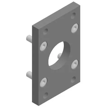 Rectangular aluminum flange bracket with four bolts, 6 1/4 in long, 4 1/2 in high