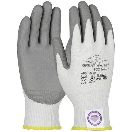 Blue and black nitrile-coated nylon cut-resistant gloves with knit cuffs