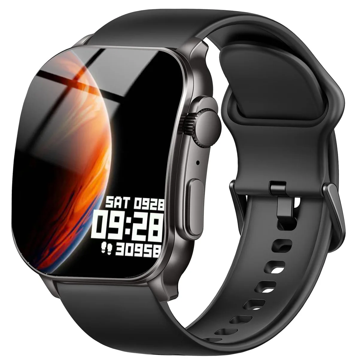 Poounur KW281A Smart Watch 2.01" AMOLED Curved Charcoal Black — product photo