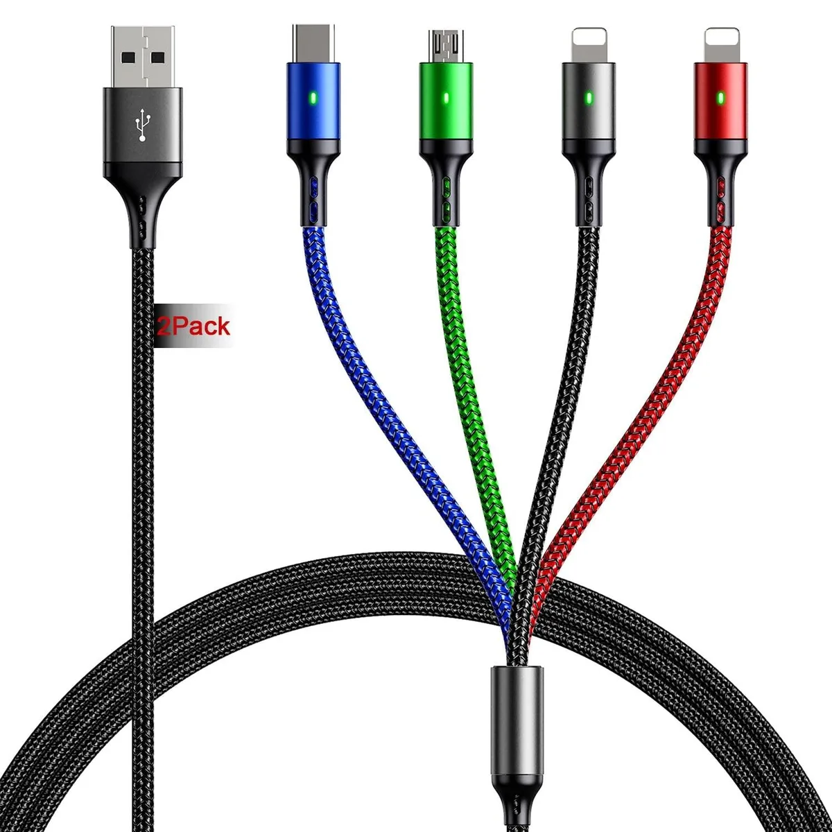 KINGARD KINGARD 4-in-1 Multi Charger Cable 2-Pack 6ft — product photo