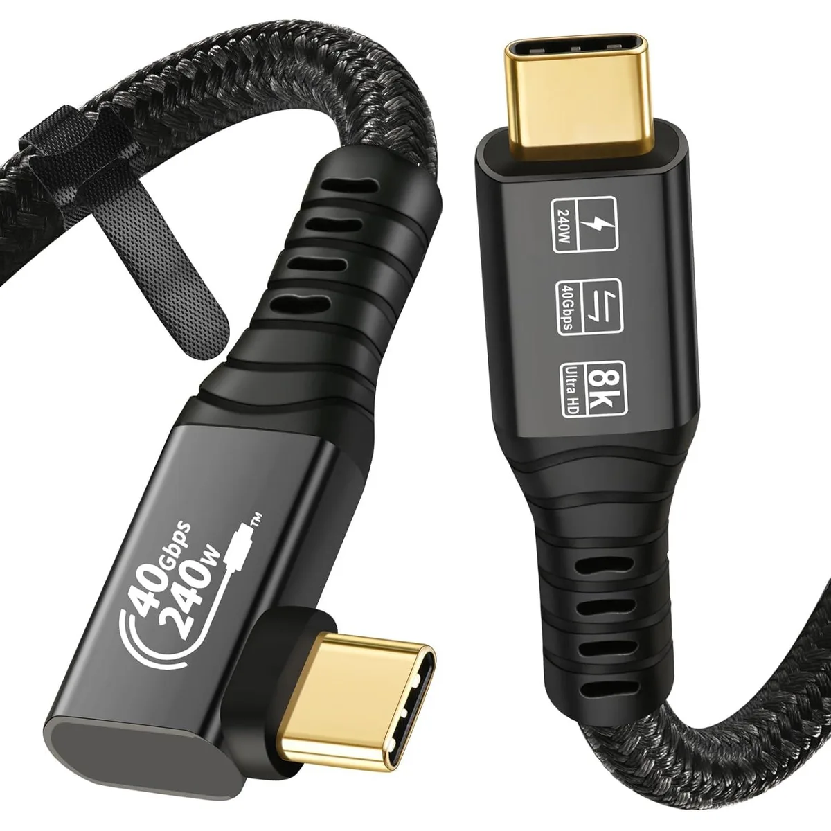 CableDeconn CableDeconn USB4 8K Cable 1.2m Thunderbolt 4 Compatible 40Gbps 100W 1x Bend 1x Straight — product photo