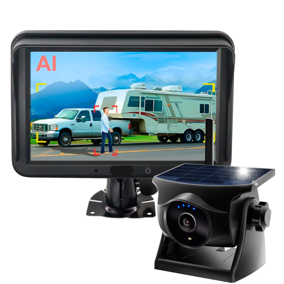 INSEETECH INSEETECH 1080P Wireless Backup Camera Solar Magnetic with 5" Recording Monitor, AI Detection — product photo