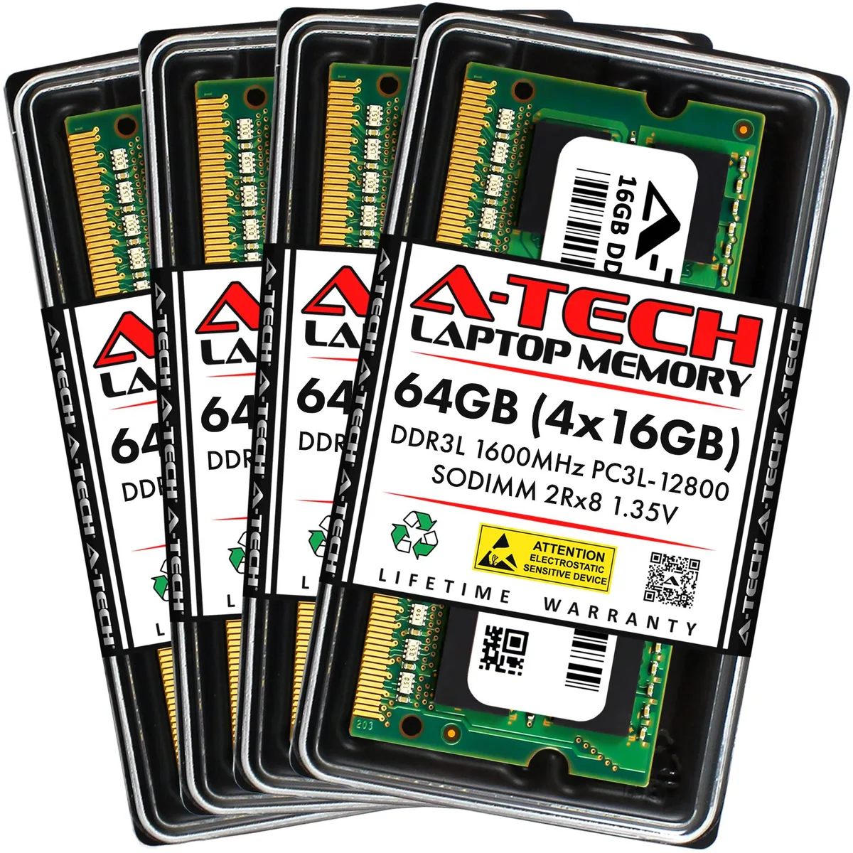 A-Tech A-Tech 64GB (4x16GB) DDR3L 1600MHz SODIMM 1.35V CL11 Quad Kit — product photo