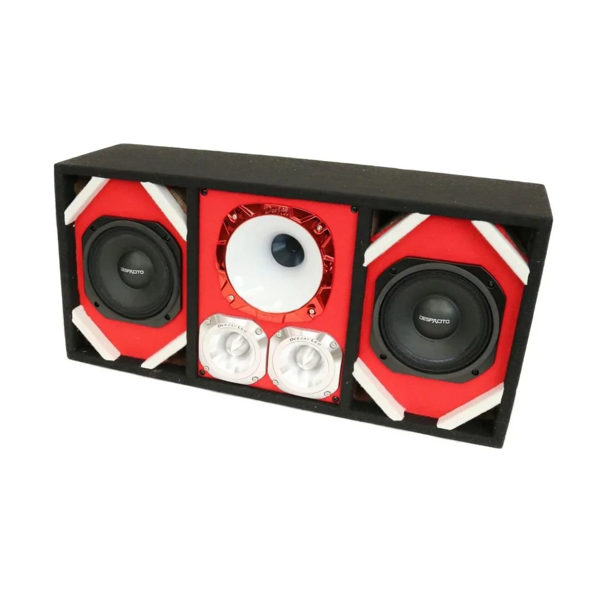 Deejay LED Deejay LED TBH6RED Loaded Box with Two Despacito 6-inch Woofers Horn Two Bullet Tweeters RED — product photo