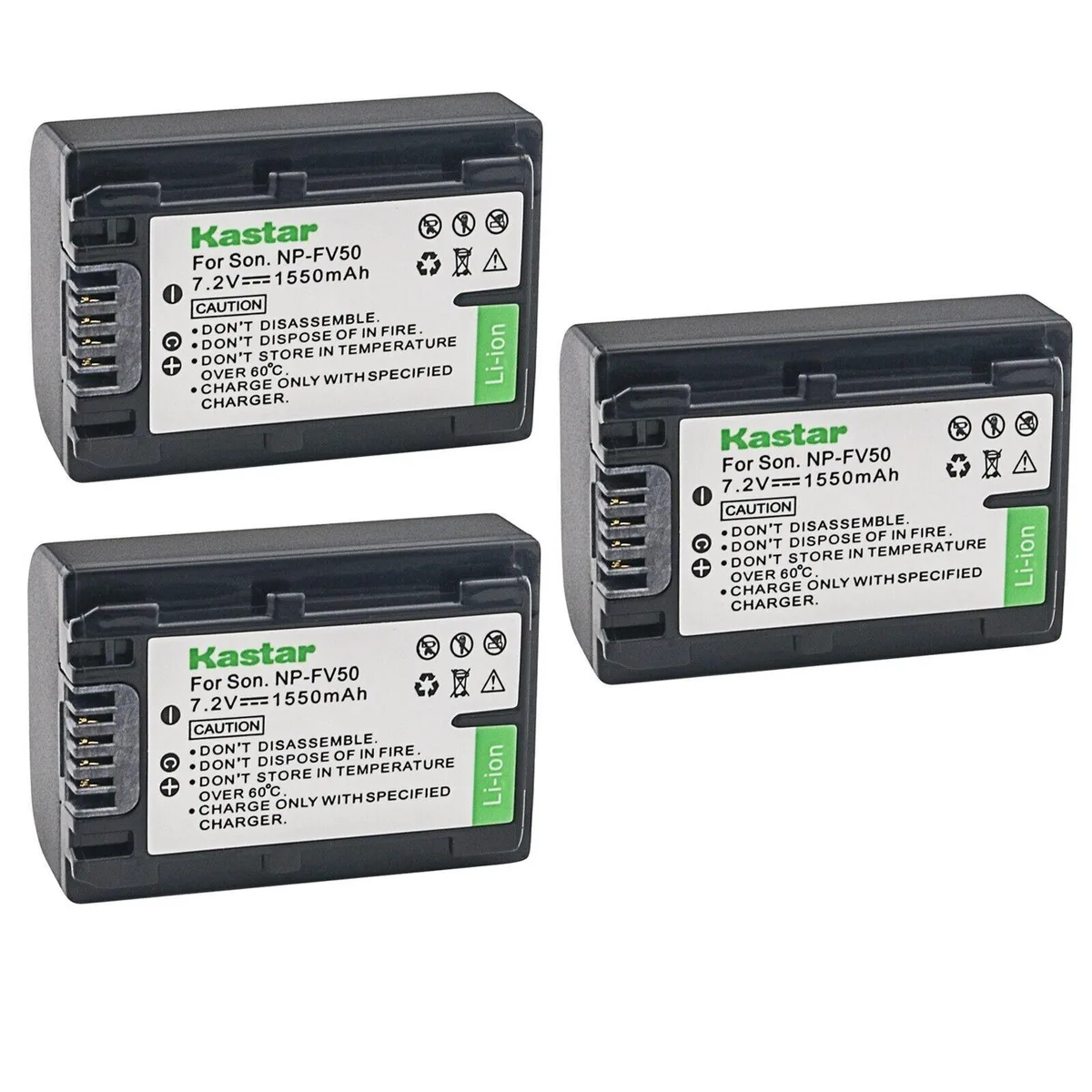 Kastar Kastar NP-FV50 3-Pack Battery for Sony HDR-CX350/360/370/380/390/400/410/430/455/510 — product photo