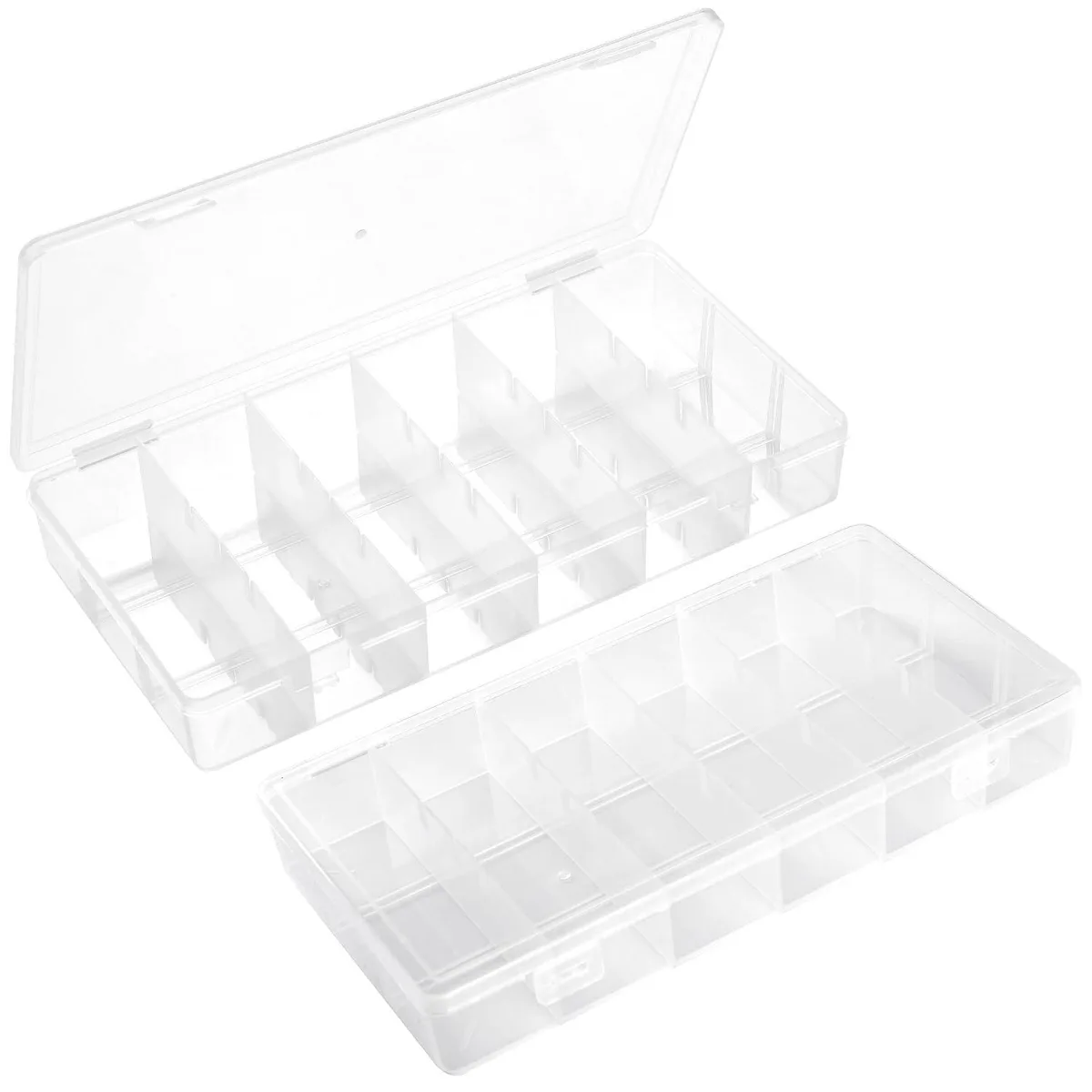 2 Pack Clear Plastic Organizer Box 6 Grids Toy Storage — product photo