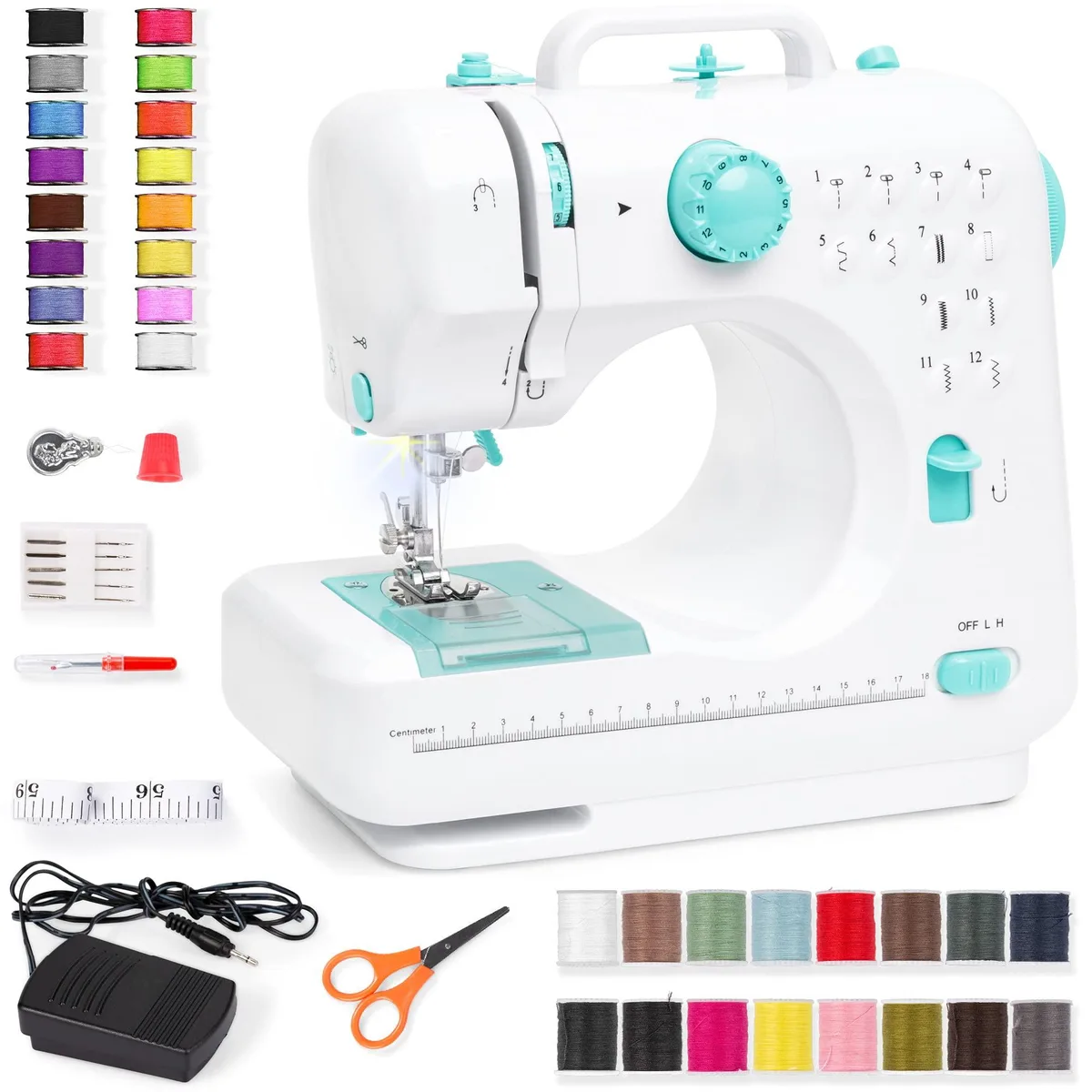 Best Choice Products SKY6104 12-Stitch Sewing Machine Teal/White 42-Piece Kit — product photo