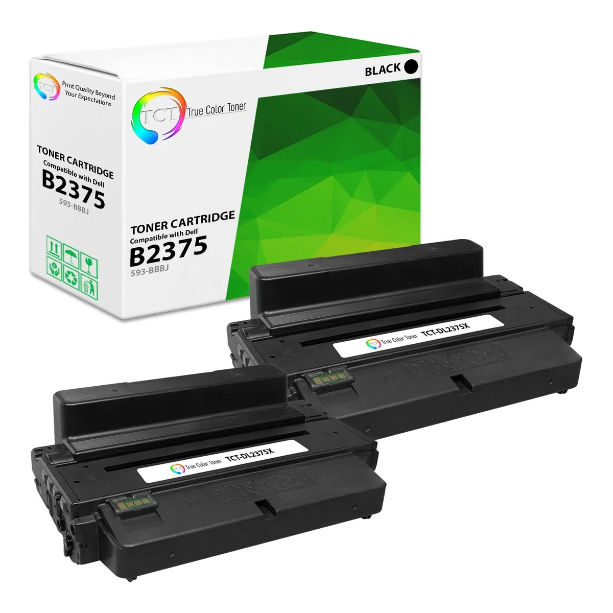 True Color Toner True Color Toner 593-BBBJ Black Toner Cartridge 2 Pack 10000 Pages — product photo