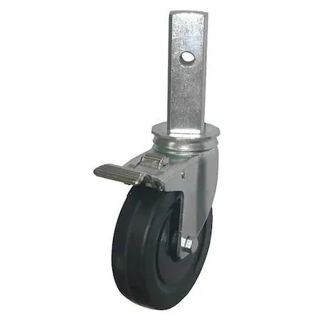 Zoro Select 5 inch rubber swivel stem caster zinc plated steel frame