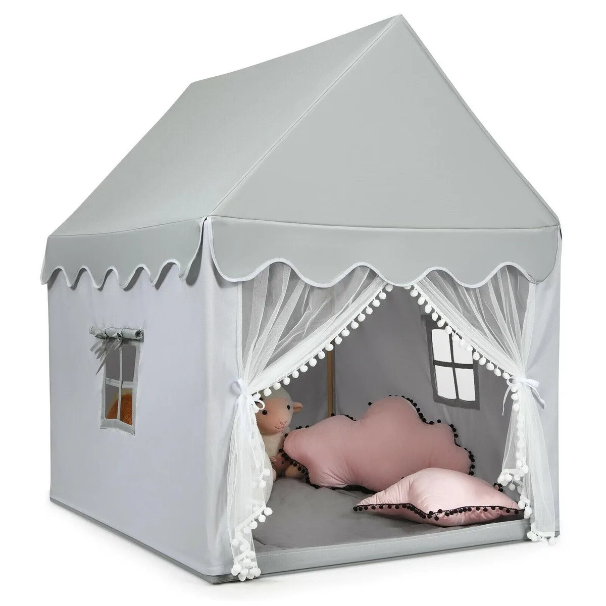 SlickBlue SlickBlue Large Play Castle Fairy Tent with Mat Grey 47x41x55 in — product photo