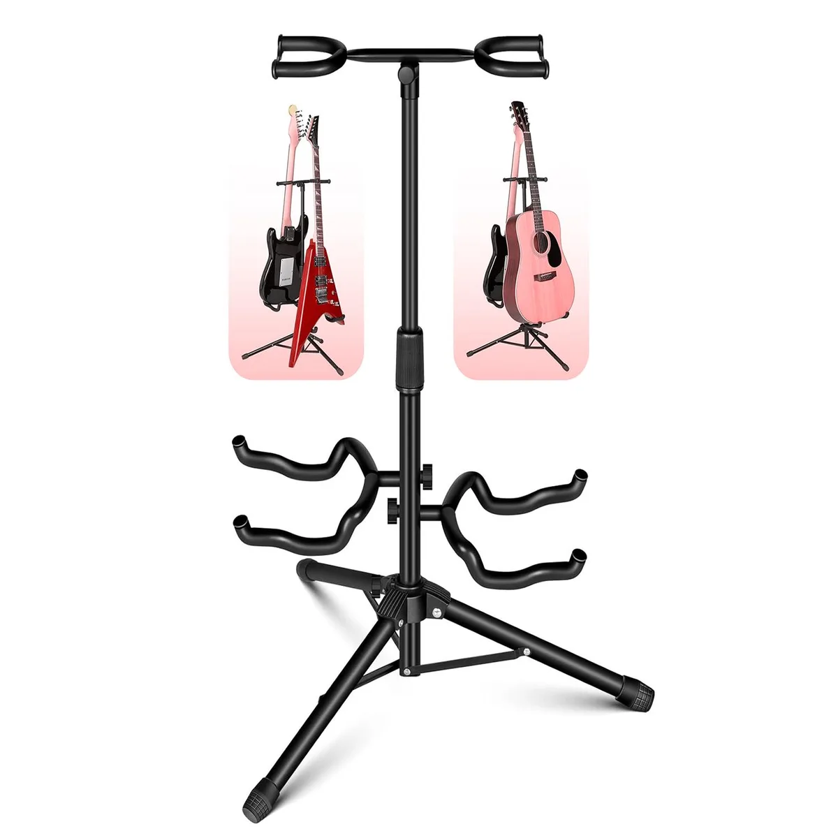 5 Core Inc. 5 Core Inc. GSH 2N1 Double Guitar Stand Black 17-25.5 in — product photo