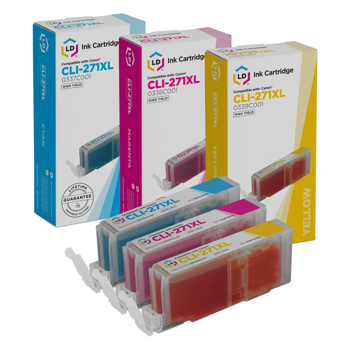 LD Products LD Products CLI-271XL High Yield Cyan Magenta Yellow 3-Pack ink cartridge — product photo