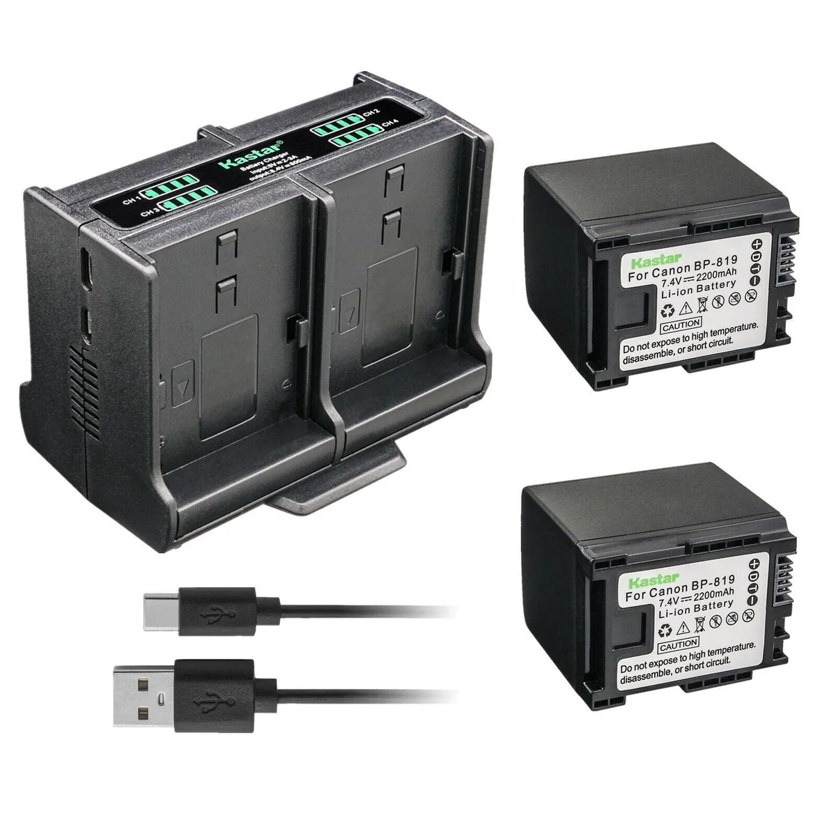 Kastar Kastar BP-819 2200mAh 2-pack with quadruple USB charger — product photo