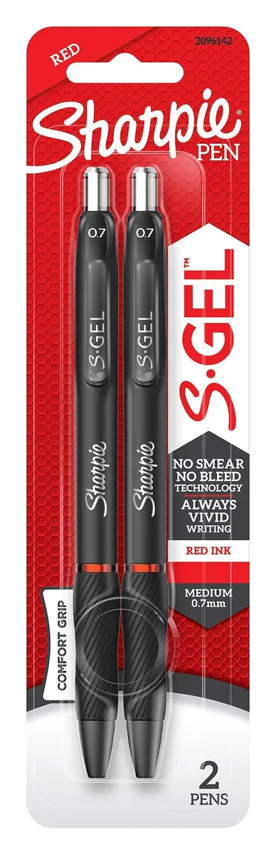 Sharpie S-Gel Comfort Grip Gel Pens 0.7mm Red 2 Pack — product photo
