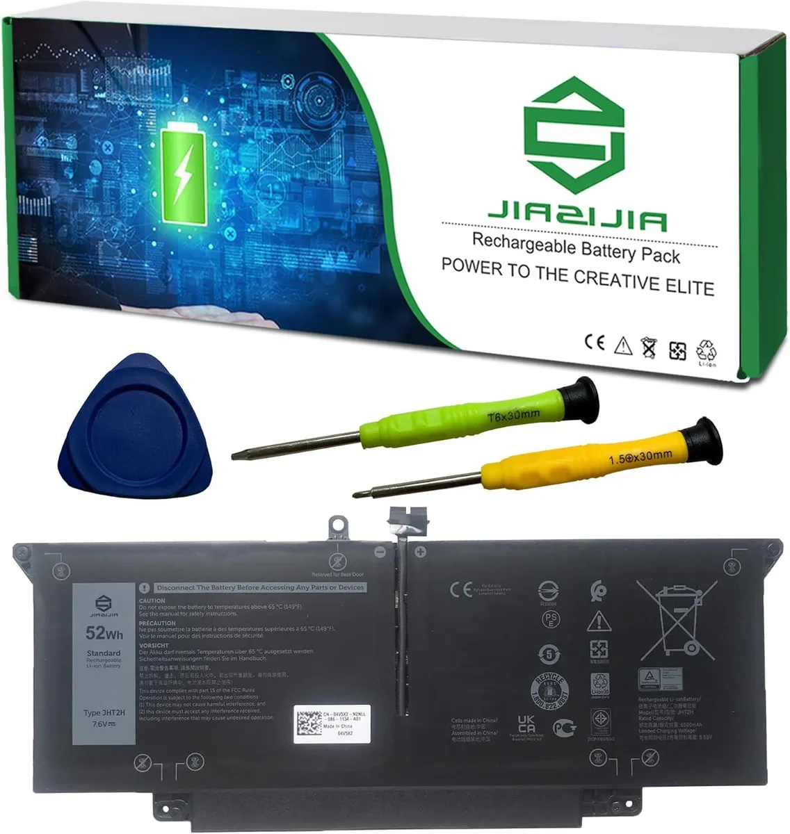 PISKEKAT PISKEKAT JHT2H laptop battery 7.6V 52Wh 6500mAh for Dell Latitude 7310 7410 2-in-1 — product photo