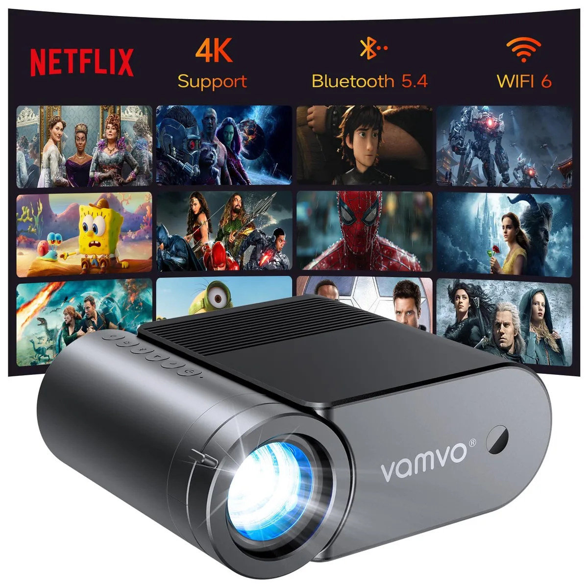  AMV VF320 WiFi Projector, 1080p, 5000 lumens, business projector — product photo