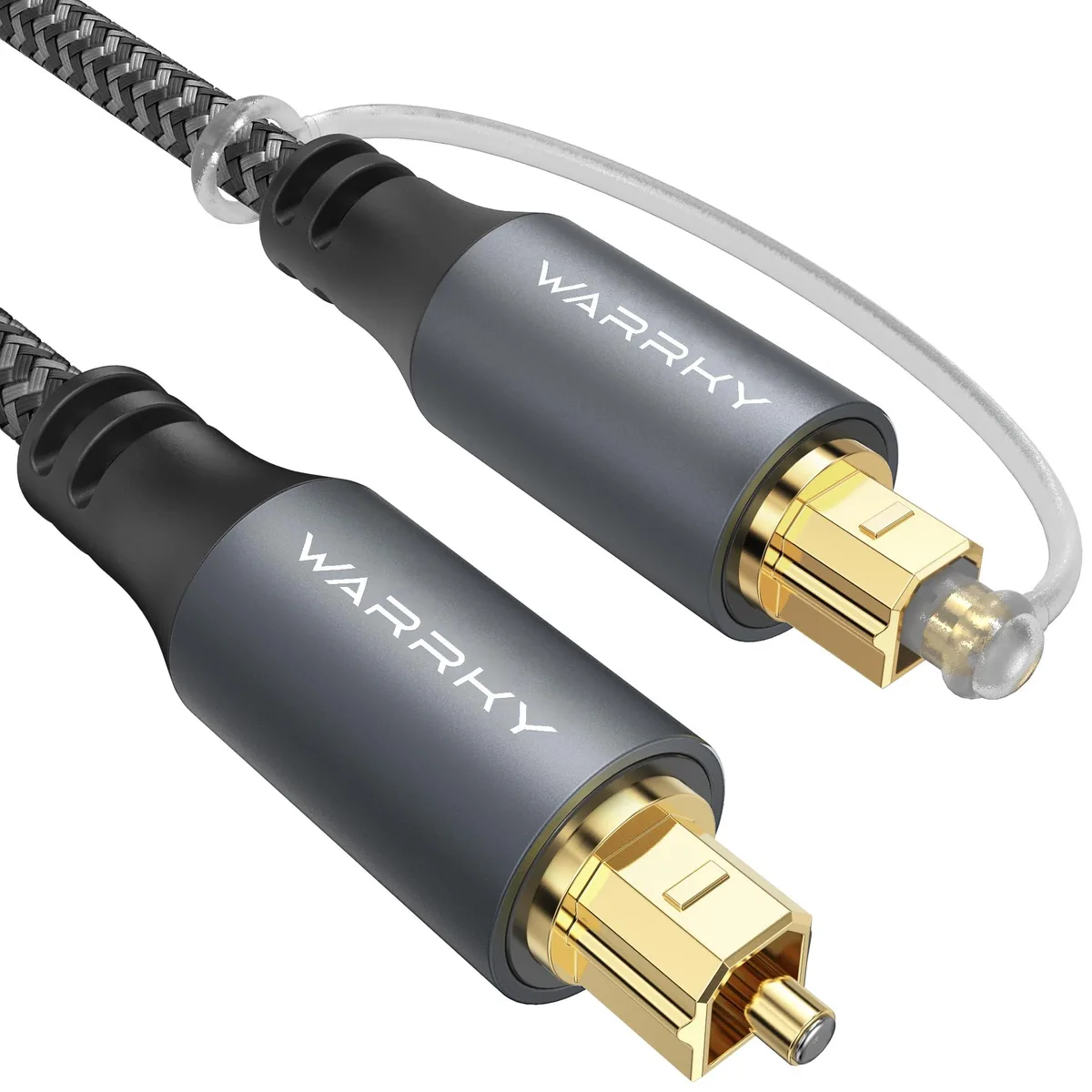  WARRKY Toslink Digital Optical Audio Cable 6ft Grey Braided Gold-Plated — product photo