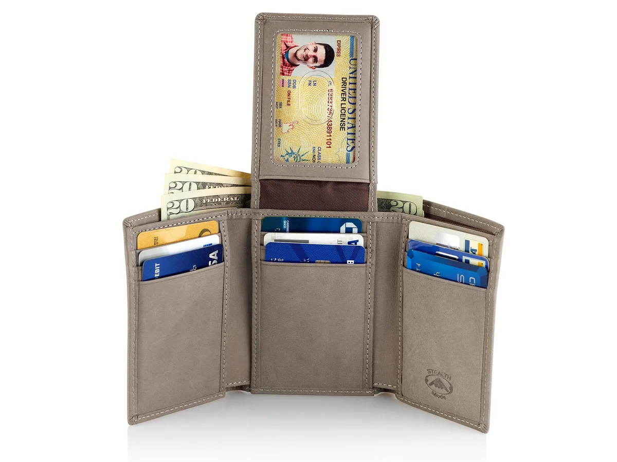 Stealth Mode Stealth Mode Trifold Wallet Grey RFID Blocking Flip ID 4.5x3.5x1in — product photo