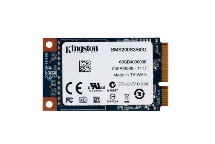 Kingston Technology Corp. Kingston Technology Corp. SMS200S3/60G SSDNow mS200 mSATA 6Gb/s 60GB internal SSD — product photo