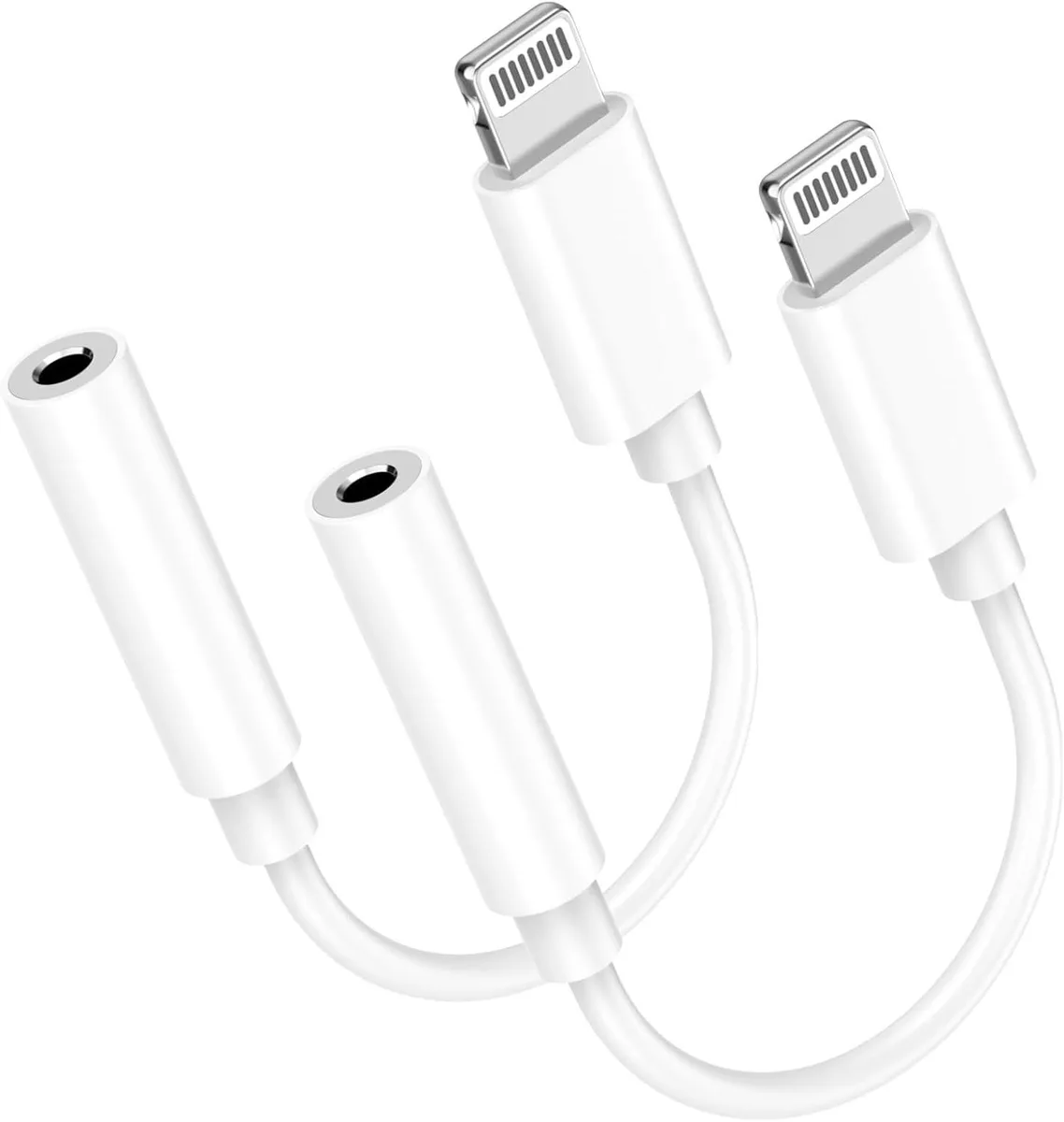  esbeecables Lightning to 3.5 mm Headphone Adapter 2 Pack White — product photo