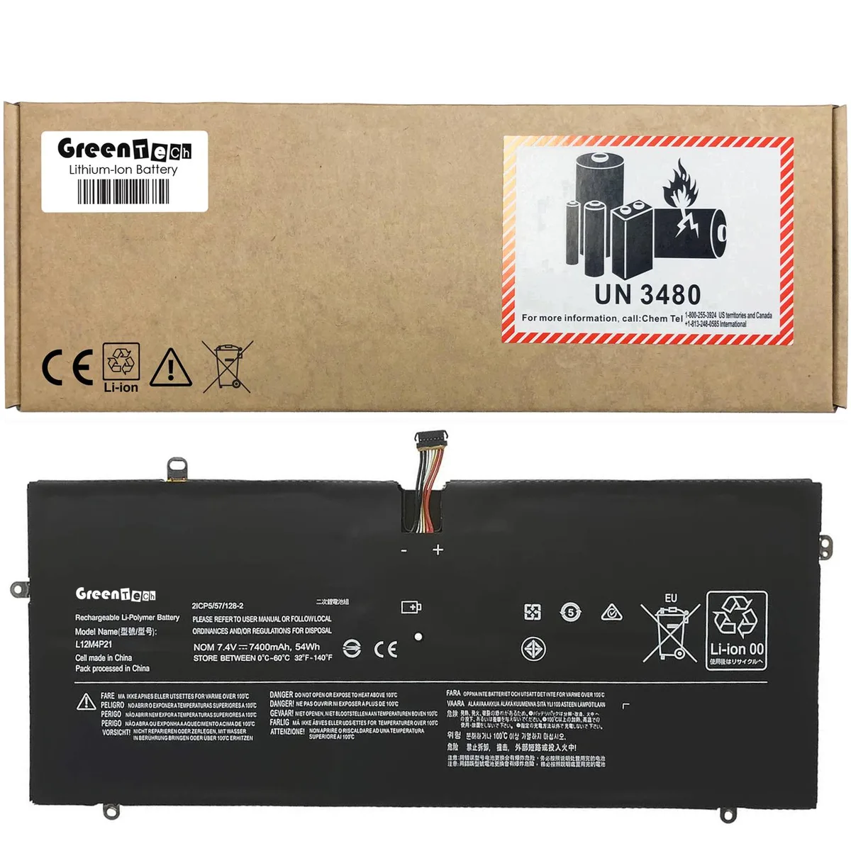 GreenTechLLC GreenTechLLC L12M4P21 L13S4P21 laptop battery for Lenovo Yoga 2 Pro 13.3" 7.4V 54Wh — product photo
