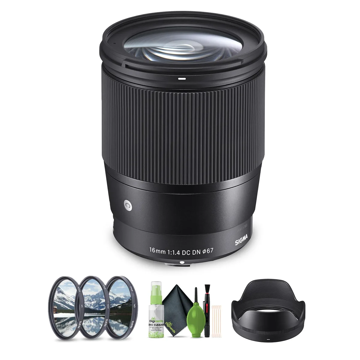 SIGMA SIGMA 16mm f/1.4 DC DN Contemporary Sony E Mount Bundle 2 camera lens — product photo