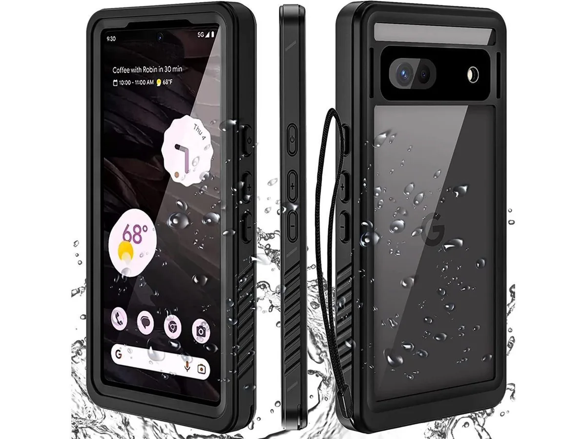 Transparent waterproof bumper case with built-in screen protector for Pixel 7A