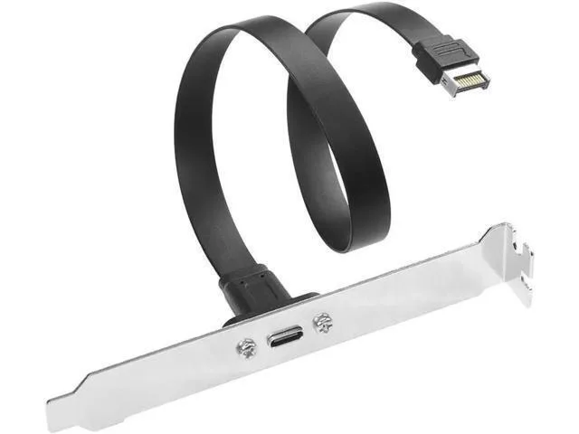 Internal USB 3.2 Type-E to USB-C bracket cable with metal PCI bracket