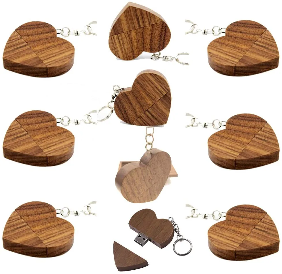 Euroge Tech Euroge Tech 10×16 GB USB 2.0 heart walnut USB flash drive — product photo