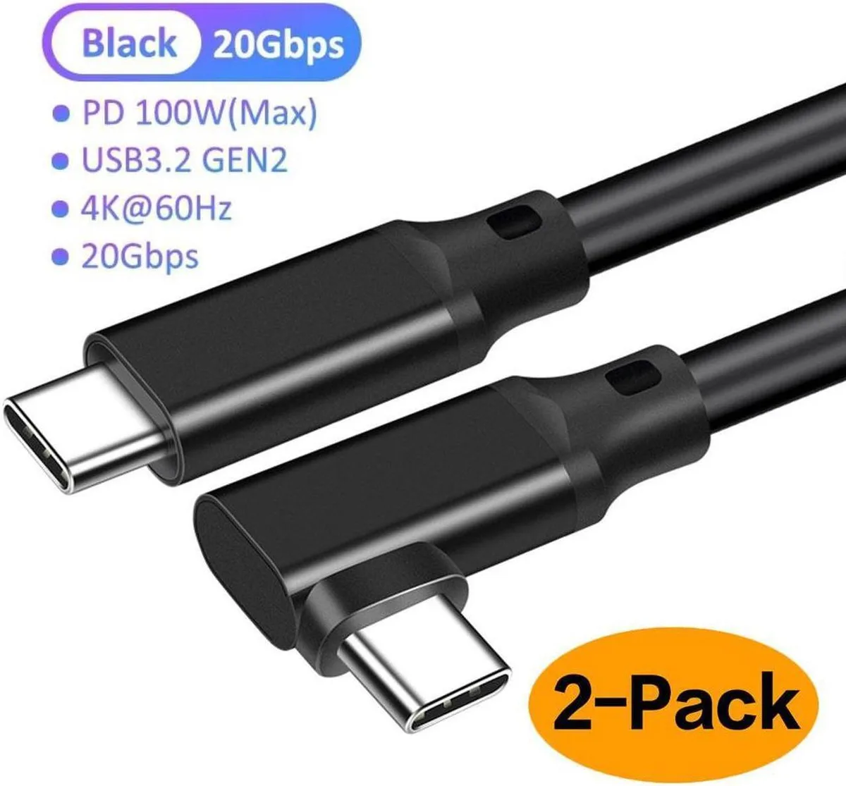 SMUGDESK SMUGDESK 100W USB C to C 3.2 Gen 2X2 cable 20Gbps 4K 60Hz 100W PD 10ft+10ft — product photo