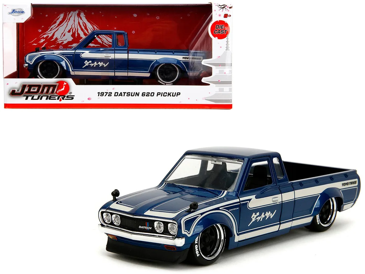 Jada Jada 1972 Datsun 620 Pickup Truck Blue Metallic Cream JDM Tuners 1/24 Diecast — product photo