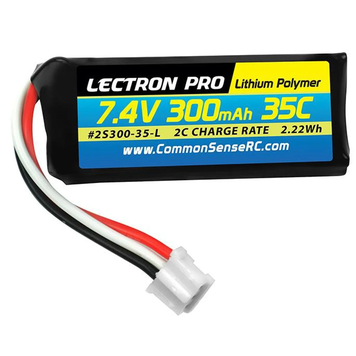 Common Sense RC Common Sense RC Lectron Pro 7.4V 300mAh 35C Li-Po Battery UMX Connector drone accessory — product photo
