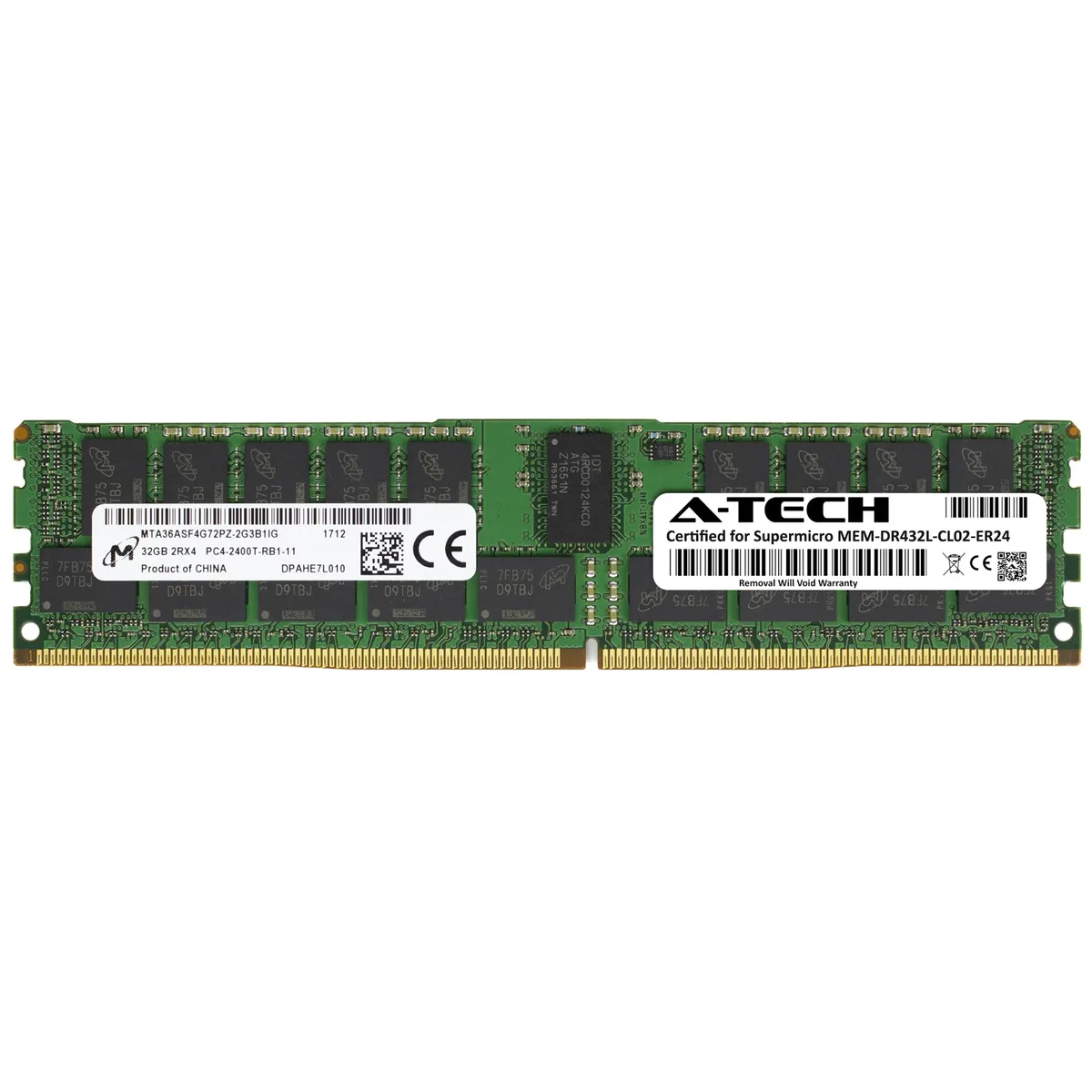 A-Tech A-Tech 32GB DDR4 2400MHz ECC Registered RDIMM 2Rx4 CL17 1.2V 288-Pin Server Memory — product photo