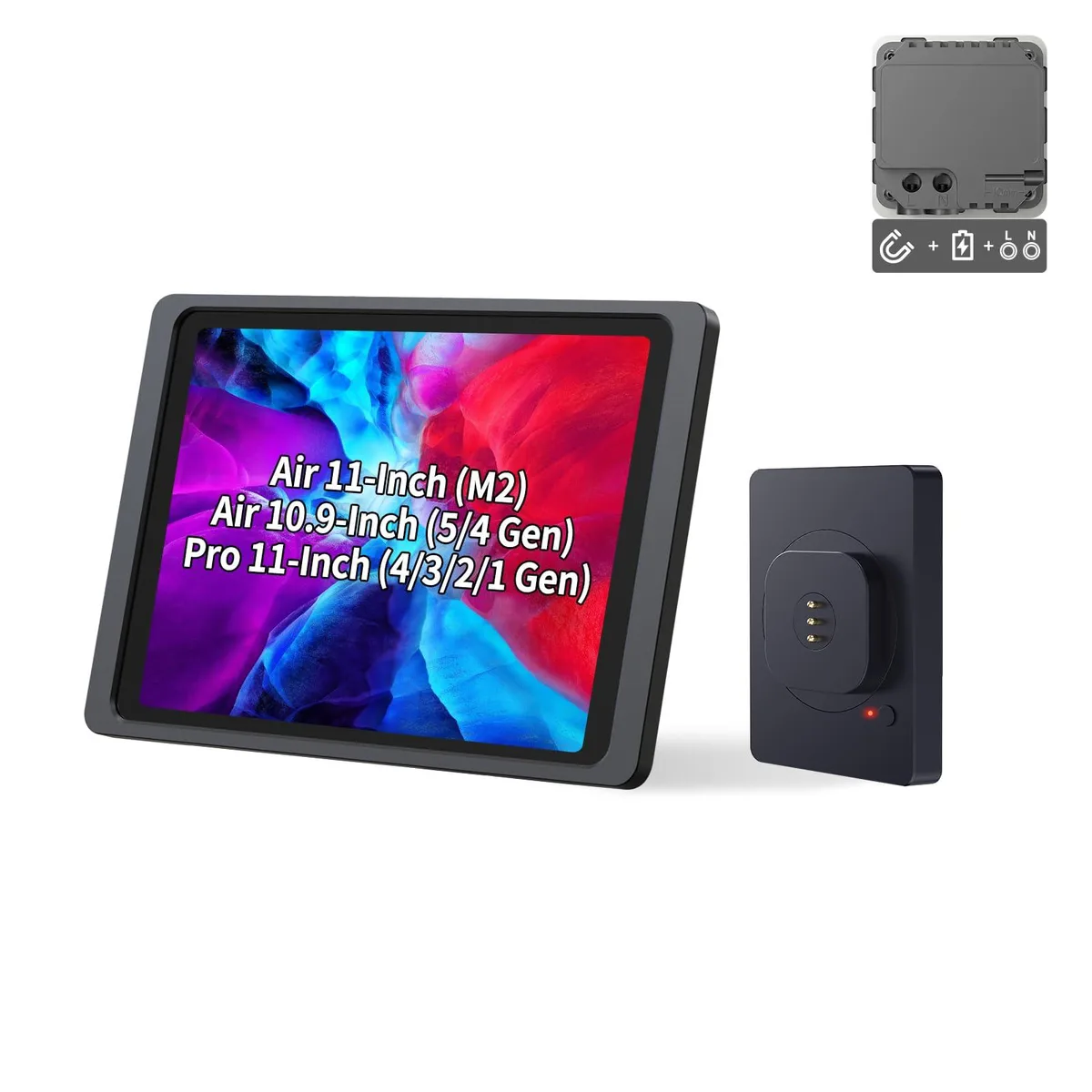 EMONITA EMONITA EM-PW1825/A9 BLACK AC Magnetic iPad Wall Mount 11in 18W 360° Black — product photo