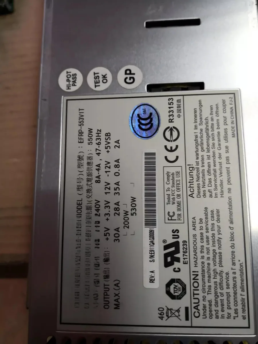 KHACHIMO KHACHIMO 550W Disk Array Power Supply for ETASIS EFRP-553V1T — product photo