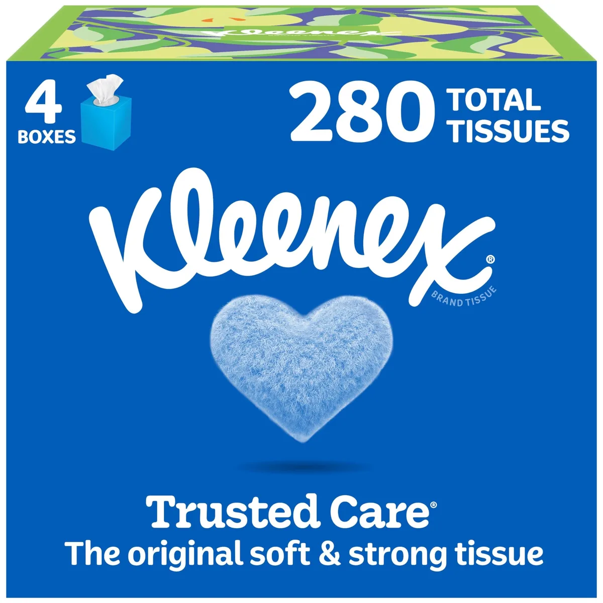  Kleenex Trusted Care Facial Tissues 4 Cube Boxes 70 Tissues 2-Ply 280 Total — product photo
