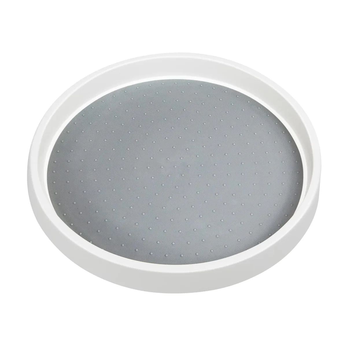 White round turntable with raised edge and non-skid surface, 10 inch diameter, rotates 360 degrees