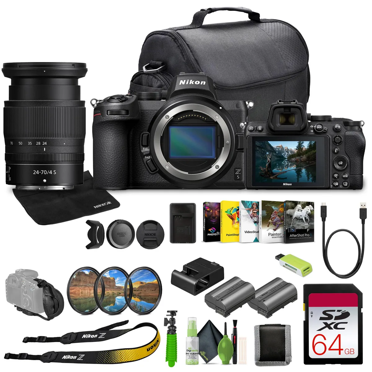 Nikon Inc Nikon Z5 Mirrorless Full Frame Camera Kit 24-70mm f/4 24.3MP 4K 30fps 5-axis VR Bundle — product photo