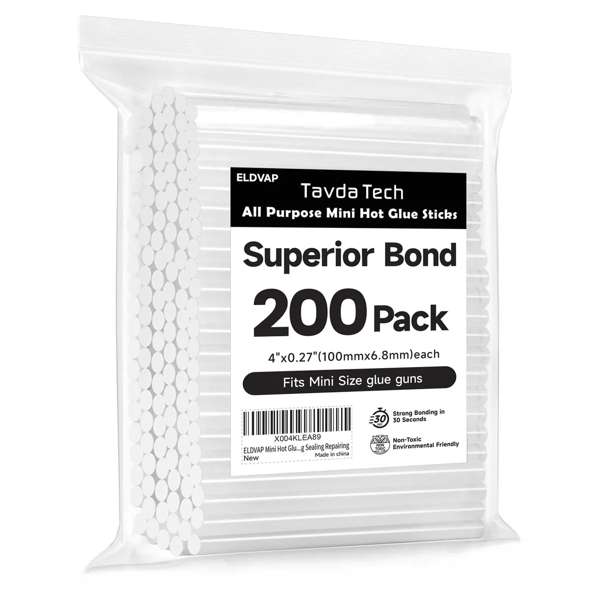 Box of 200 clear cylindrical glue sticks 4 by .27 inches