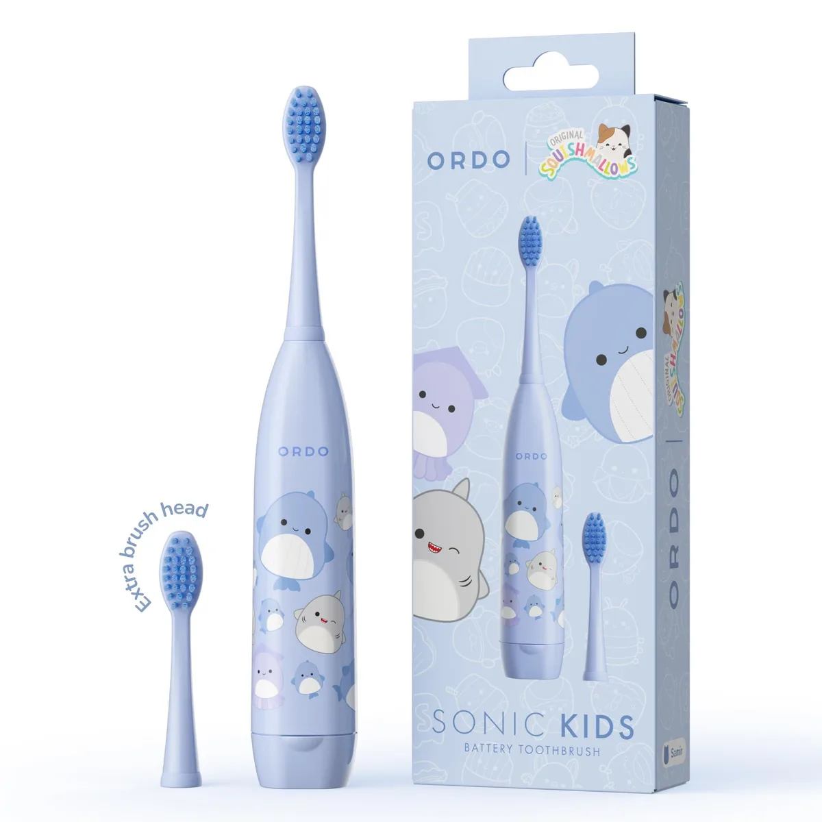 White and green kids sonic toothbrush with extra brush head