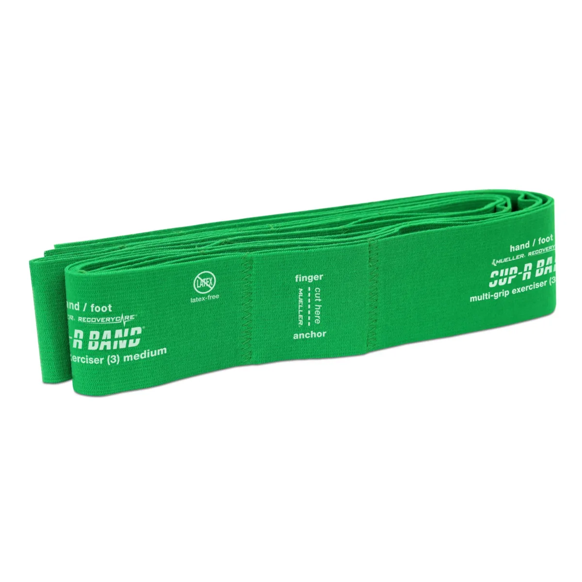 Green cloth resistance band with multiple loops, medium resistance, model 30133