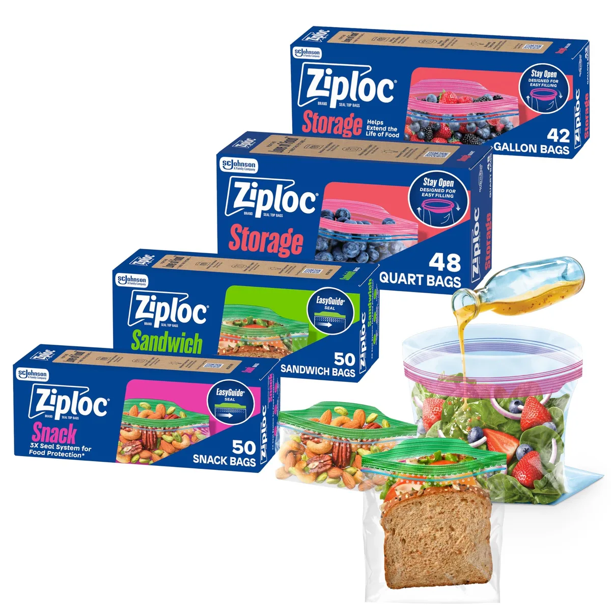 Red silicone food storage bags in assorted sizes, 190 piece set