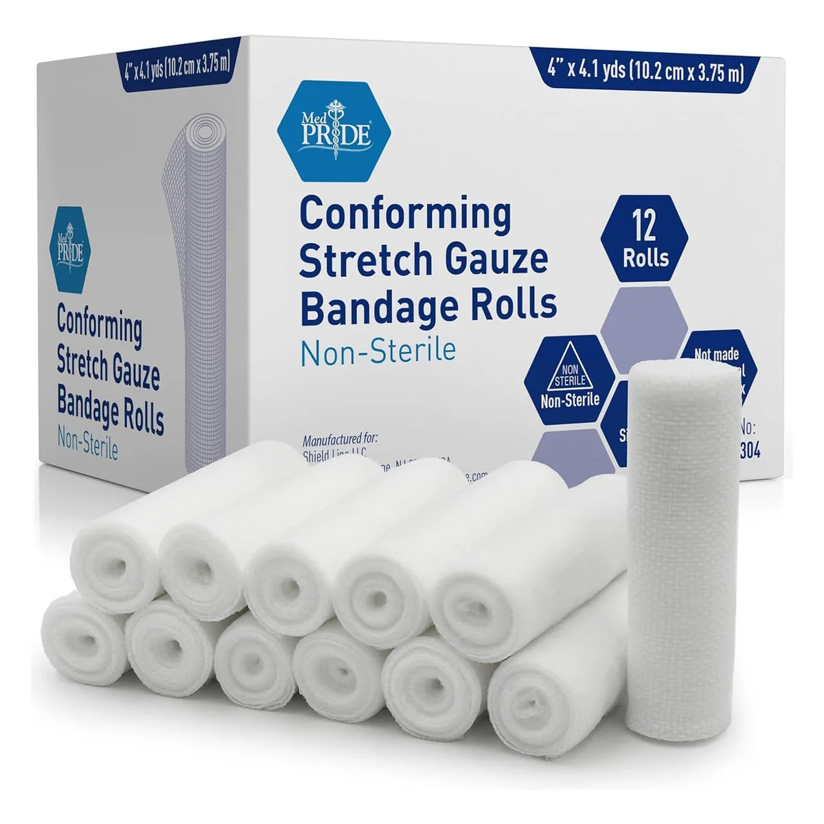  Med Pride 60304 Conforming Gauze Rolls 4 in x 4.1 yd 12 Count — product photo