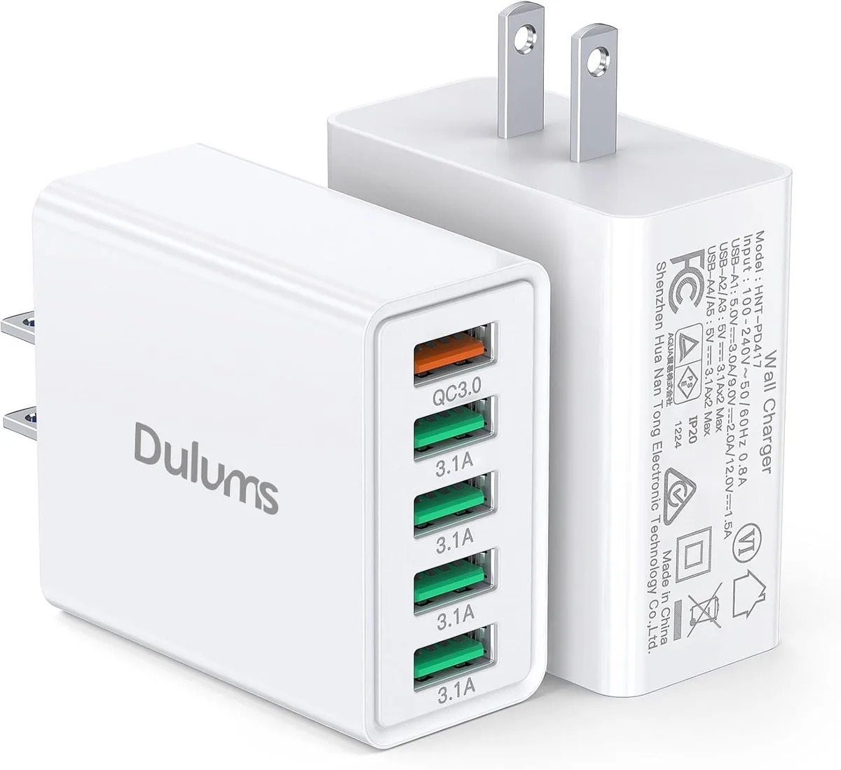 ONITOON ONITOON 50W 5-Port USB-A QC 3.0 Wall Charger 2-Pack — product photo