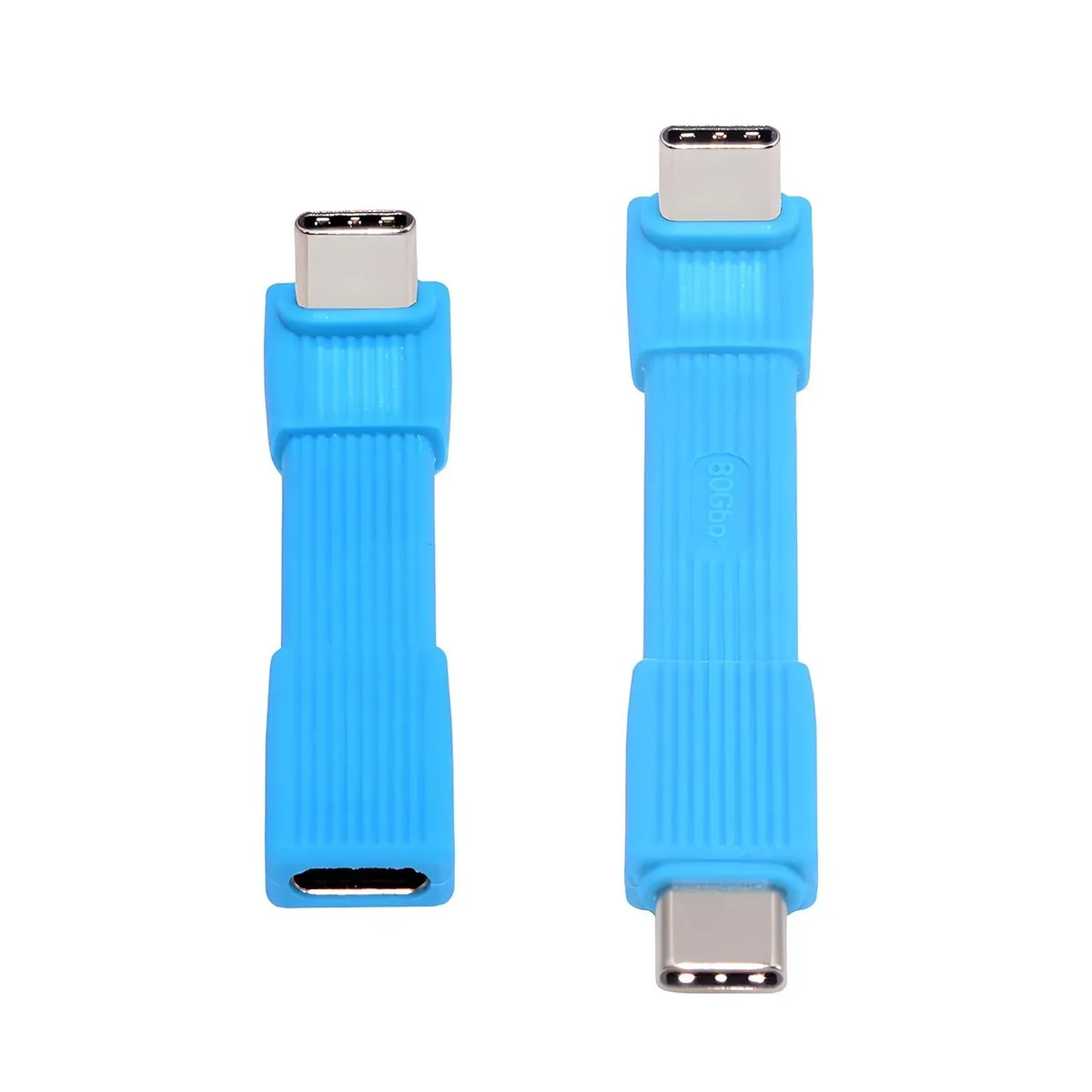 Fervit Fervit USB 5.0 80Gbps 240W Cable 90° Male/Female Blue 67mm 2pcs — product photo