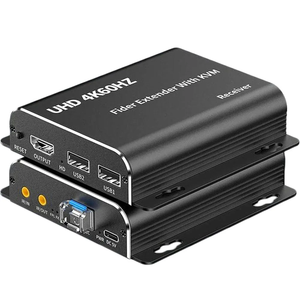 ESTONE ESTONE OZD15D16 4K60Hz HDMI KVM Extender 20km LC Fiber TX RX Kit — product photo