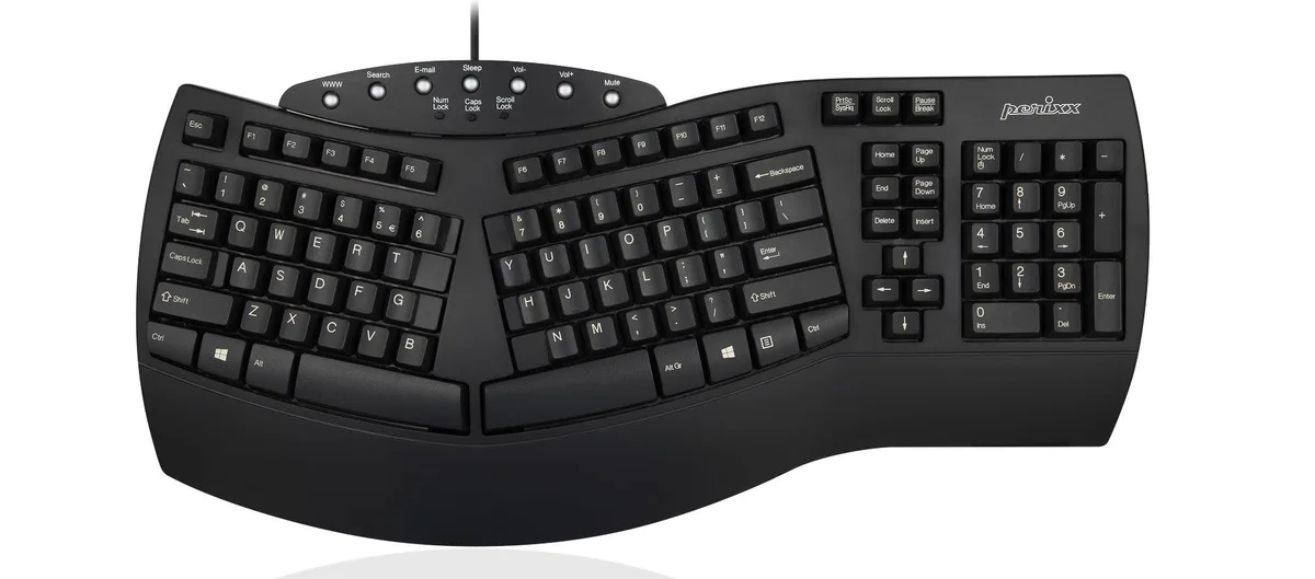 Perixx Perixx PERIBOARD-512 Ergonomic Split Gaming Keyboard Black 19.09x9.29x1.73 — product photo