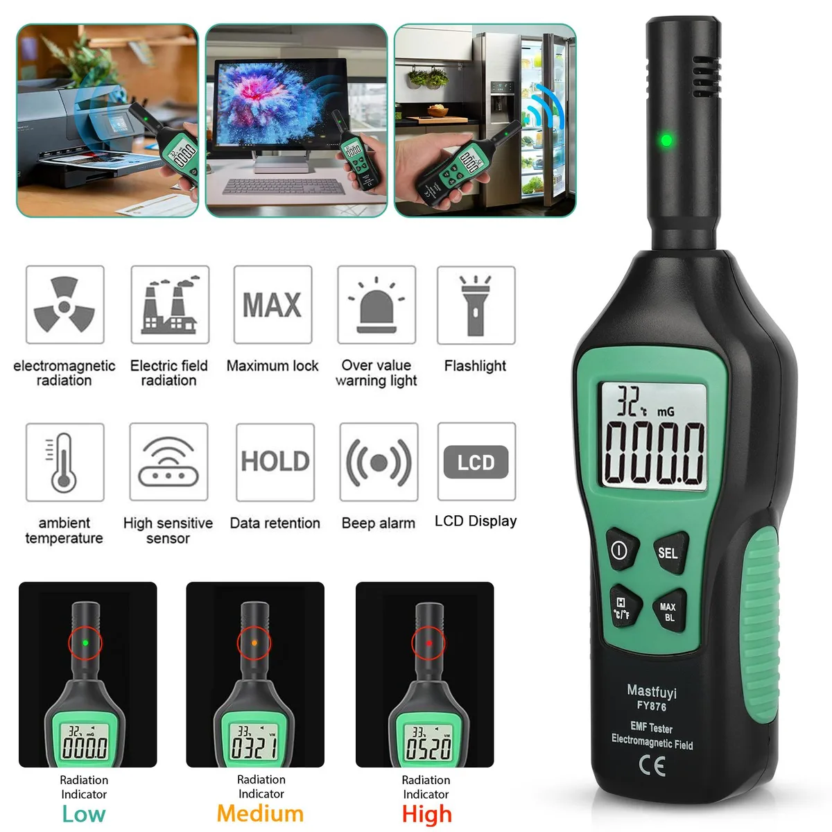 NSI NSI YDF02693540 3-in-1 EMF meter electrician tool — product photo