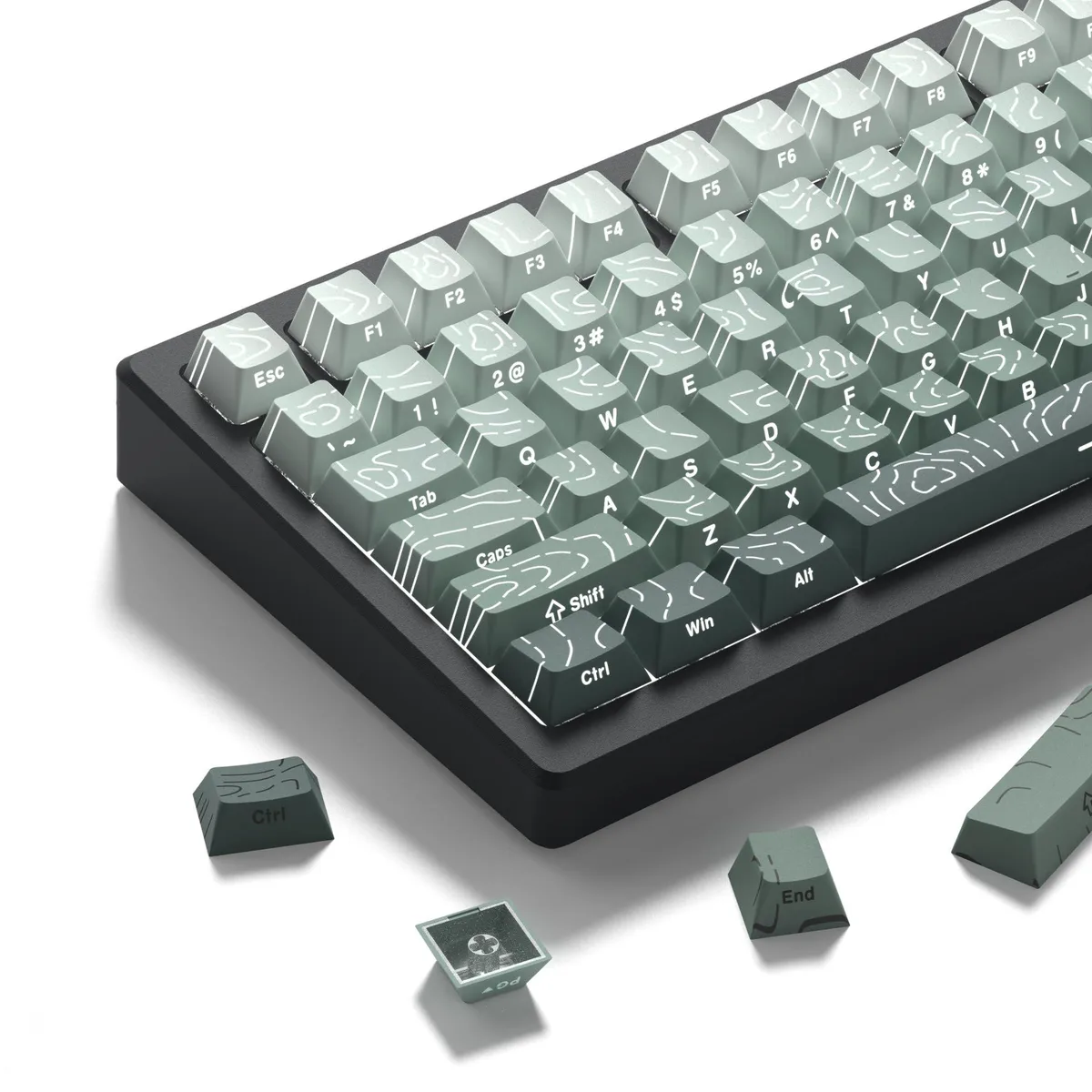 Womier Womier Seaweed Green Topographic PBT Keycap Set 135 Keys Cherry Profile — product photo